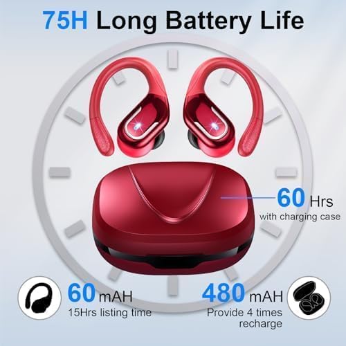 Wireless Earbuds, Sports Bluetooth 5.4 Headphones IPX8 Waterproof, 70H Over Ear Buds with Deep Bass Sound,4 ENC Noise Cancelling Mics, USB-C Fast Charging Earphones with Earhooks for Workout/Running | Bluetooth 5.4, 4 ENC Microphones, Deep Bass Sound, ... - Image 4