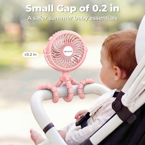 AMACOOL Battery Operated Stroller Fan, Portable Clip On Fan Rechargeable - Image 2