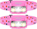 LHKNL Headlamp Rechargeable, Lumen Super Bright Motion Sensor Head Lamp Flashlight,2-Pack Waterproof LED Headlight with White Red Light,8 Modes Head Lights for Camping Cycling Running Fishing-Pink by LHKNLHOME
