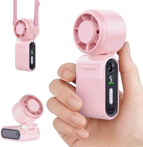 Mini Portable Handheld Turbo Fan – Small but Mighty, Whisper-Quiet, Long-Lasting, 5-Speed High-Velocity Rechargeable battery Fan, Personal Fan for Outdoor, Travel, Gifts for Women & Men(Pink) by Unknown