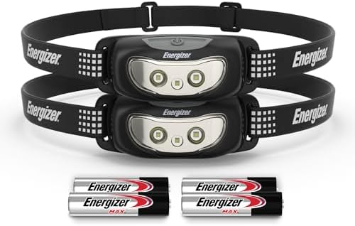 Energizer Universal LED Headlamp (2-Pack), Bright Head Lamp for Outdoors, Camping and Emergency Light, IPX4 Water Resistant (Batteries Included) by Energizer