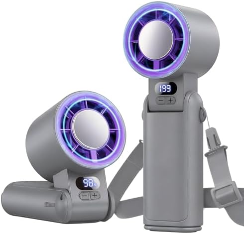 Portable Handheld Turbo Fan, 1-199 Speed Adjustable, Grey Purple by Deyhoc