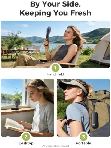Aecooly Slim Portable Fan with Digital Display, Thin Handheld Fan - Image 3