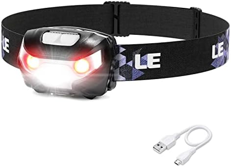 Lepro LED Headlamp Rechargeable IPX4 Waterproof Headlight 5 Modes - Black by Lepro