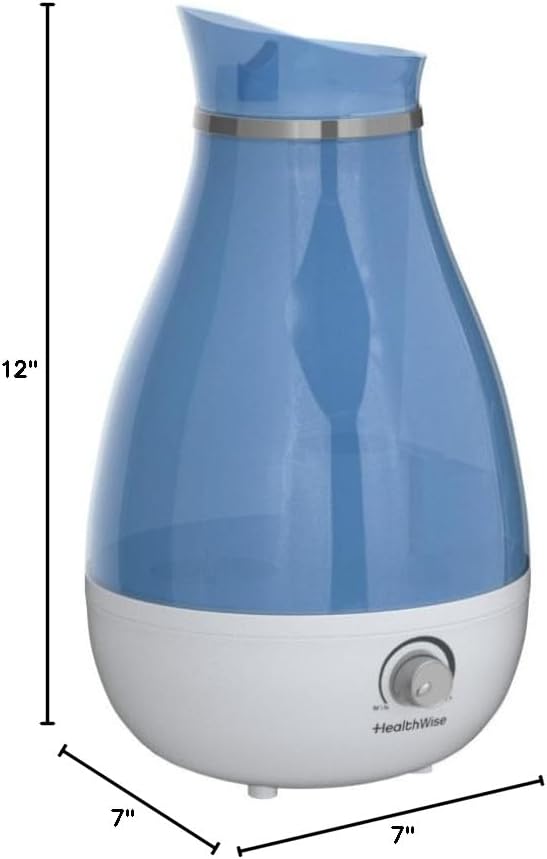 HealthWise Cool Mist Ultrasonic Humidifier | For Medium Size Rooms | No Filter Required | 24 Hour Run Time, Blue, 2.6L - Image 10