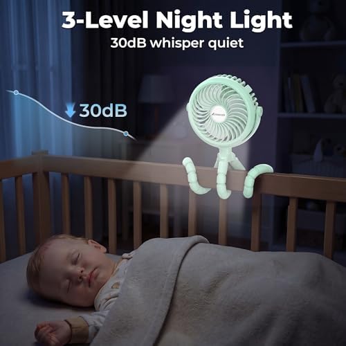 AMACOOL Battery Operated Stroller Fan, Portable Clip On Fan Rechargeable - Image 6