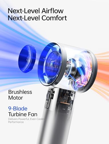 JISULIFE Handheld Fan Pro1S - Next-Gen Airflow: Up to 40H Runtime - Image 4