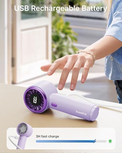 SWEETFULL Portable Handheld Fan, Mini Rechargeable Personal Hand Fan - Image 5