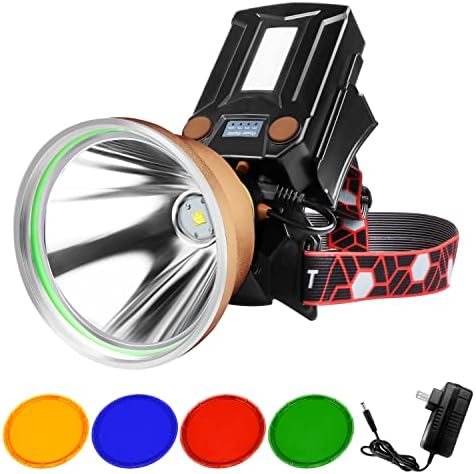 Coon Hunting Lights,High Power LED Headlamp,Super Bright Rechargeable Headlight,Waterproof Outdoor Spotlight Flashlight,Portable Green red Head lamp for Fishing Camping by PINSAI