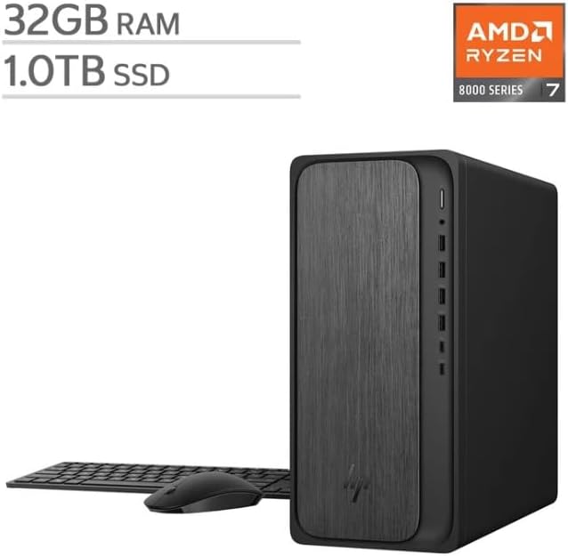 HP OmniDesk Desktop Computer PC, AMD Ryzen 7 8700G, 32GB DDR5 Memory, 1TB NVMe SSD, Radeon 780M Graphics, Wi-Fi 6 + Bluetooth 5.4 (Includes Keyboard + Mouse) - Image 4