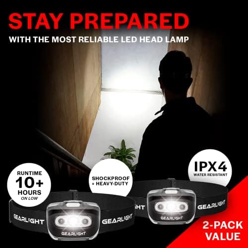 LED Headlamp 2-pack Battery Powered (AAA) (Batteries Not Included) | Head Lamp for Running Hunting Camping Fishing Hiking with Red Light and Adjustable Headband - Bright Forehead Headlamp 7 Modes - Image 2