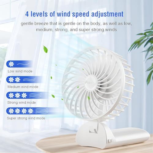PSECICI Handheld Fan, Mini Portable Personal Fan with lanyard, 4 Speeds Level 180° Foldable Design for Desk/Travel/Office/Outdoor - Image 3