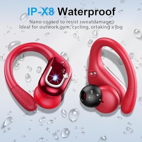 Wireless Earbuds, Sports Bluetooth 5.4 Headphones IPX8 Waterproof, 70H Over Ear Buds with Deep Bass Sound,4 ENC Noise Cancelling Mics, USB-C Fast Charging Earphones with Earhooks for Workout/Running | Bluetooth 5.4, 4 ENC Microphones, Deep Bass Sound, ... - Image 3