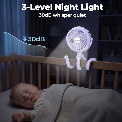 AMACOOL Battery Operated Stroller Fan, Portable Clip On Fan Rechargeable - Image 6