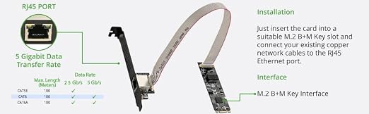 IO CREST M.2 M-Key PCI-e 3.0 Interface Single Port 5.0 Gigabit Ethernet Modules - Image 8