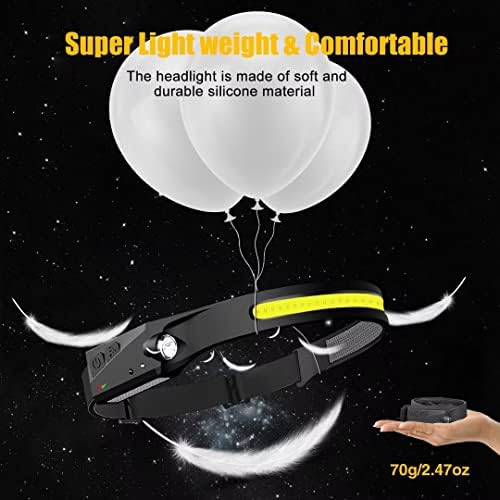 Headlamp Rechargeable, 230° Wide Beam Head Lamp LED with Motion Sensor for Adults - Camping Accessories Gear, Waterproof Head Light Flashlight for Hiking, Running, Repairing, Fishing, Cycling - Image 6