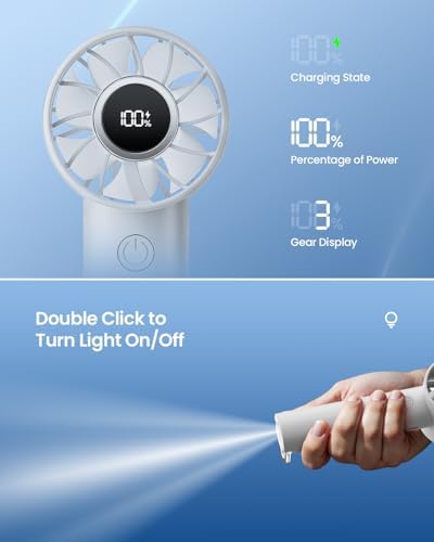 Gaiatop Portable Mini Fan, 3 Speed USB Rechargeable Handheld Fan with Light - Image 6
