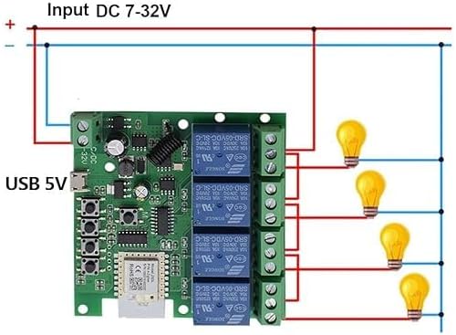 Zigbee 4CH DC7-32V USB 5V Relay Smart Switch Module, Wireless APP Remote Control - Image 4