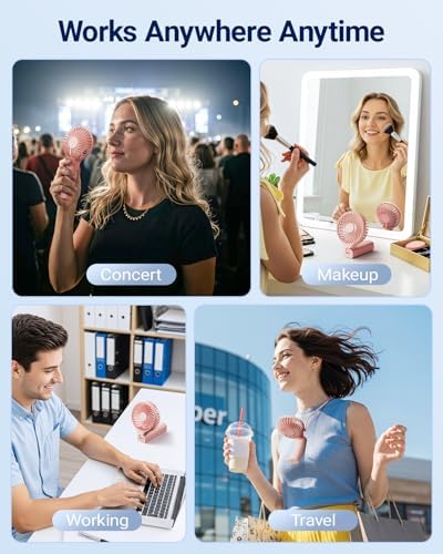 SWEETFULL Handheld Portable Fan, 5000mAh Rechargeable Battery, 6 Speed Wind, LED Digital Display, Foldable Electric Personal Mini Travel Fan with Backup Power, Summer Essentials Gifts for Women Girl - Image 5