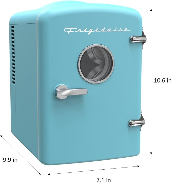 Frigidaire EFMIS171 Retro Mini Portable Personal Fridge - Ideal for Home, Office or Dorm - Includes Carrying Handle, AC/DC Wall/Car Charger (SkyBlu) - Image 9
