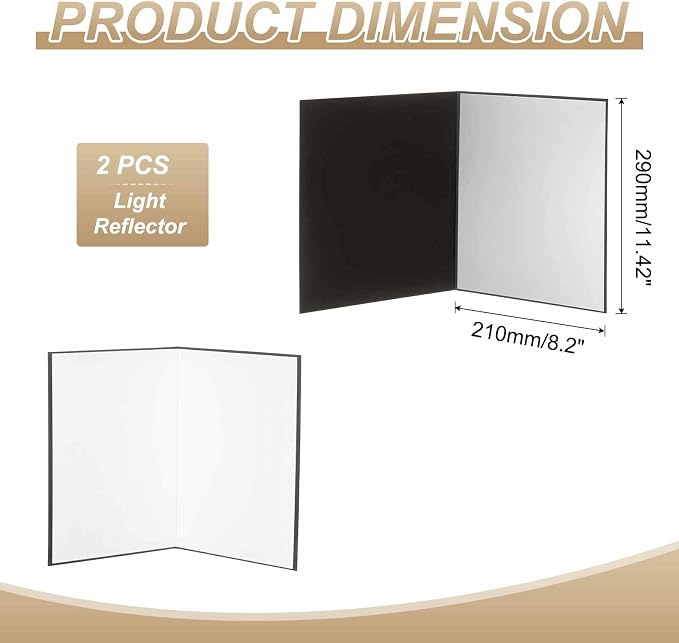 2Pcs 11"x8" Light Reflector 3 in 1 Photography Reflector Cardboards, Foldable & - Image 2