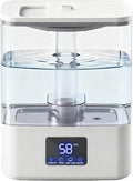 KZF 4L Top Fill Humidifiers for Bedroom & 60H Runtime - Cool Mist Humidifier, 3 Mist Levels, 8H Timer, Essential Oil Tray, Humidity Display, Quiet for Bedroom, Baby, Plants, Large Room (White, 4L) by BreathePureLiveNaturally