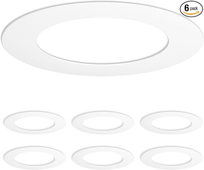 Amico 6 Pack Goof Rings for 6 Inch Recessed Lights, Can Light Trim Ring Cover by Amico