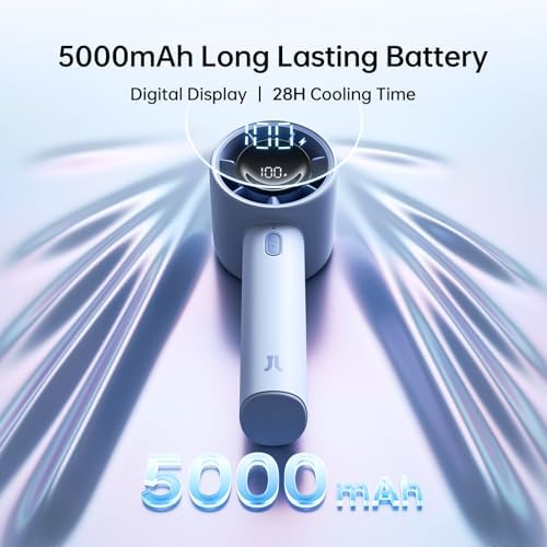 JISULIFE Life10S Portable Handheld Turbo Fan, 5000mAh Rechargeable, 5-Speed - Image 3