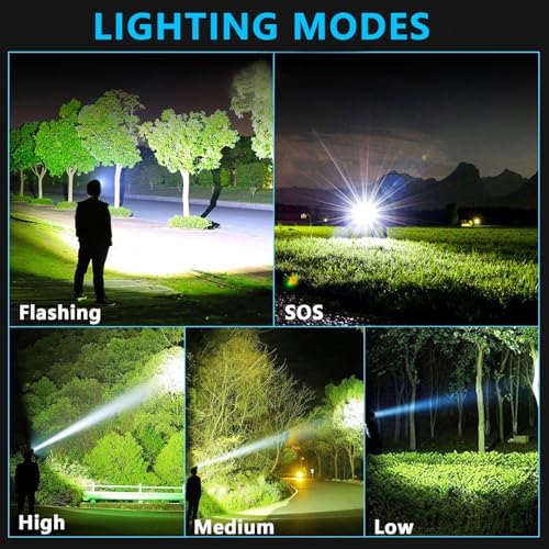 AMAKER LED Headlamp Rechargeable 99000 High Lux, Head Lamp with 12 Modes, IPX7 Waterproof USB Rechargeable Headlight, Zoomable Headlamp for Adults, 90° Adjustable for Camping Hunting - Image 3