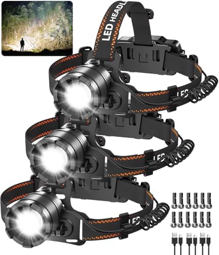 KYEKIO 3Pack Ultra Bright LED Headlamp Rechargeable, Head lamp for Adults by KYEKIO
