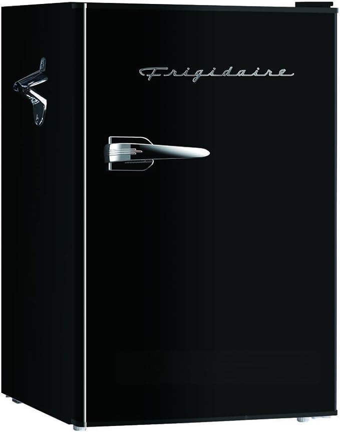 FRIGIDAIRE EFR376-BLACK 3.1 Cu Ft Black Retro Bar Fridge with Side Bottle Opener by Unknown
