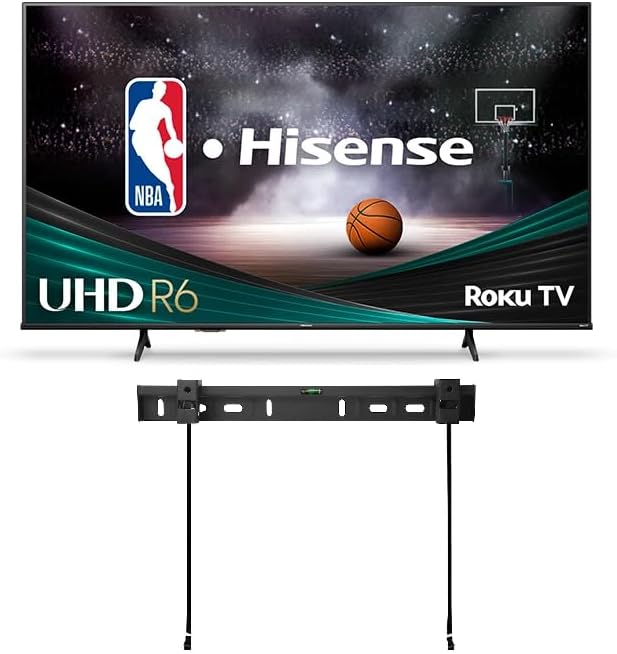 Hisense Smart TV 58-Inch 4K UHD R0KU LED Screen + Free Wall Mount with Wi-Fi Game Mode DTS Studio Sound Compatibility with Google Assistant and Alexa Motion Rate 120 HDR10 (Renewed) by Amazon+Renewed