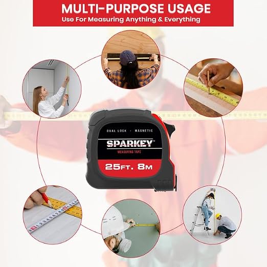 Sparkey 25ft/8M Retractable Tape Measure - Image 5