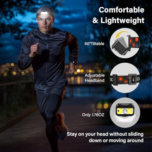 MIOISY Headlamp Rechargeable, Ultra Bright LED Head Lamp Flashlight 2 Pack - Image 5