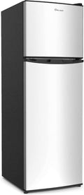 Simpli-Magic 10 Cu.Ft. Fridge with Freezer – Double Door Compact Refrigerator for Office, Dorm, Bedroom, Garage – Adjustable Thermostat, Large Capacity, Stainless Steel Finish by Simpli-Magic