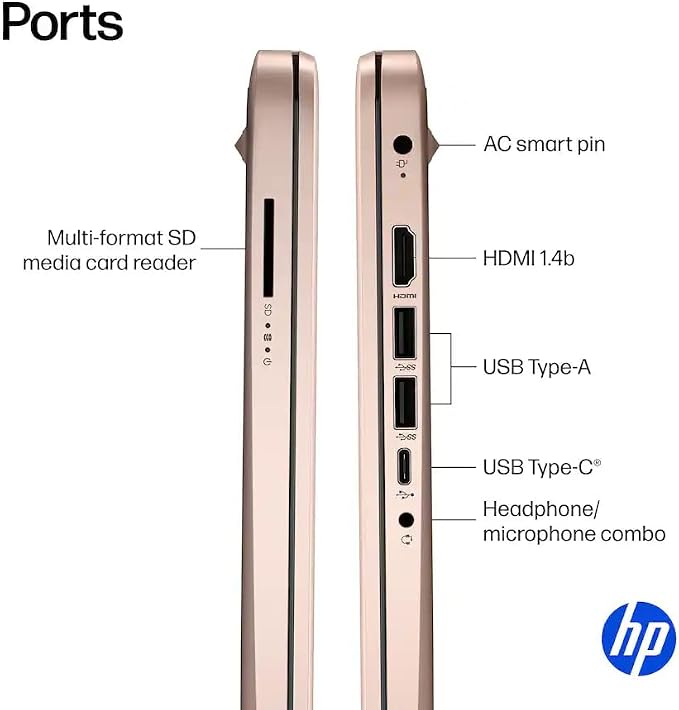 HP 14" Business & Home Laptop with 1-Year Office 365 Included, 4GB RAM 128GB SSD, Quad-Core Intel, Windows 11, Rose Gold - Image 4