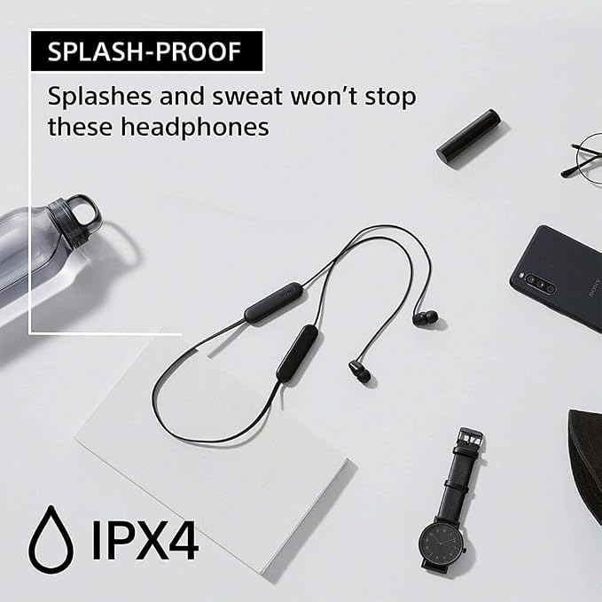 Sony WI-C100 Wireless in-Ear Bluetooth Headphones with Built-in Mic, Black | Up to 25 Hrs of Battery, Clear Hands-Free Calling, Easy Button Operation, Flexible Neckband, IPX4 Water Resistant - Image 4
