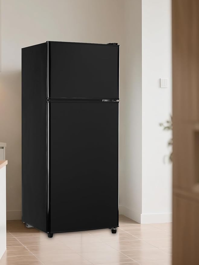 F.W.WOOLWORTHS 3.8 Cu.Ft Refrigerator with Freezer | Compact Fridge with 2 Doors for Office, Kitchen, Dorm and Bedroom, 7 Level Temp Adjustable Thermostat, Black - Image 8
