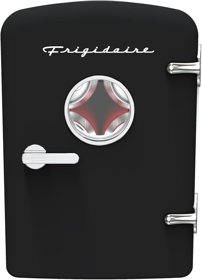 Frigidaire Retro 9-Can Mini Personal Fridge Portable Cooler, 11.8" D x 7.1" W x 10.1" H, Black by Unknown