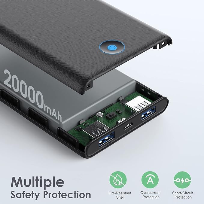 [2-Pack] Portable Charger Power Bank 20000mAh,Ultra Slim Fast Charging Battery Pack with Dual USB Outputs,Travel Essential Portable Phone Charger for iPhone 17/16/15/14/13/12/X,Galaxy S24, Android etc - Image 4