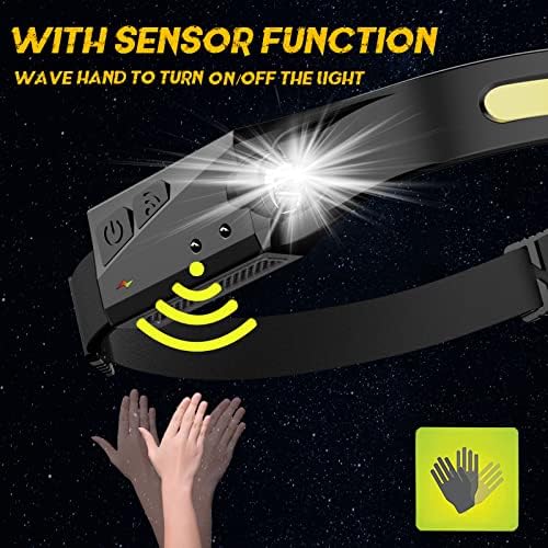 2 Pack LED Headlamp, Rechargeable Motion Sensor Wide Beam Headlight - Image 2