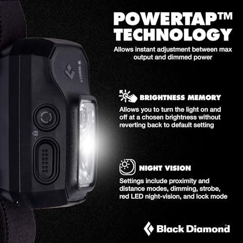 BLACK DIAMOND Storm 500-R Headlamp, Rechargeable, Dimmable Bright, BD Black - Image 3