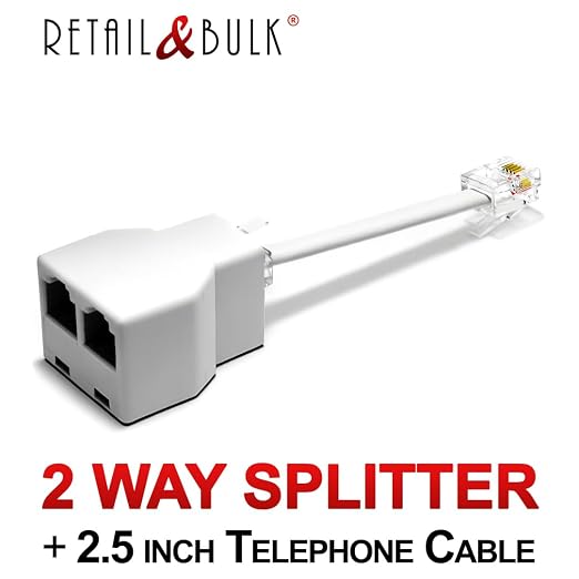 Phone Splitter for Landline, RJ11 Phone Jack Splitter 2-Way Adapter, Telephone - Image 8