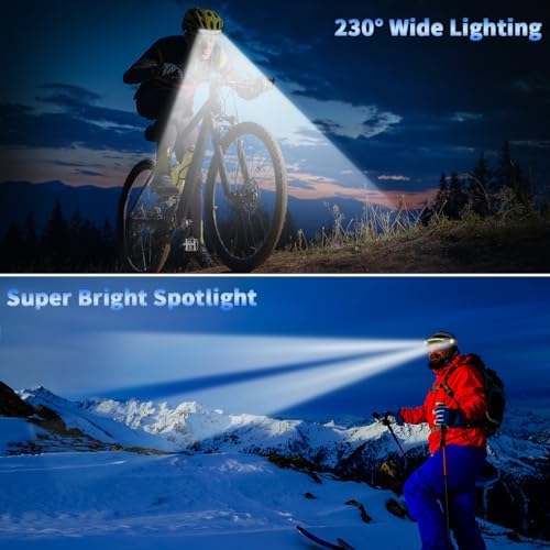 ZioeYiue Headlamp Rechargeable 10P, 230°Wide Beam LED Head Lamp for Adults - Image 6
