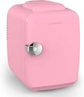 CROWNFUL Mini Fridge, 4 Liter/6 Can Portable Cooler and Warmer Personal Refrigerator for Skin Care, Cosmetics, Beverage, Food,Great for Bedroom, Office, Car, Dorm, ETL Listed (Pink) by CROWNFUL