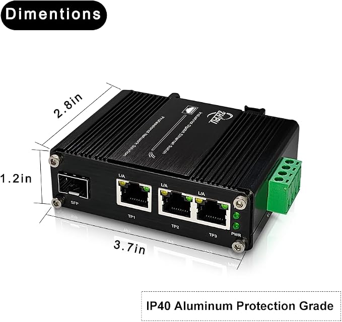 3 Ports Mini Industrial Gigabit Ethernet Switch 10/100/1000Mbps RJ45, - Image 8