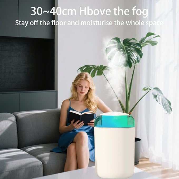 Bedroom Humidifier, 1.2L Cool Mist Extra Large humidifier - Humldifier for Bedroom Living Room Baby Plants, 7 Color Gradient Night Light, Safe Power Off, Ideal Baby Humidifier(white) - Image 6