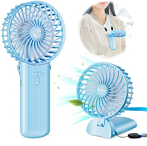 PSECICI Handheld Fan, Mini Portable Personal Fan with lanyard, 4 Speeds Level 180° Foldable Design for Desk/Travel/Office/Outdoor by PSECICI