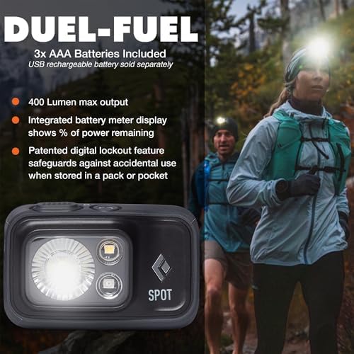 BLACK DIAMOND Spot 400 Headlamp, AAA Powered, Dimmable, Bright, BD Graphite - Image 2