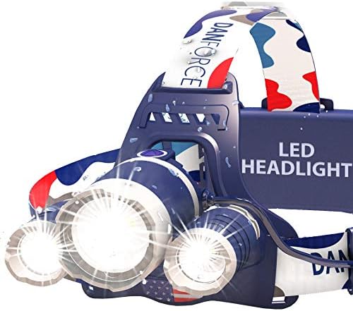 DanForce Headlamp. USB Rechargeable LED Head Lamp. Ultra Bright LUMINUS 1080 Lumen Headlamp Flashlight + Red Light. HeadLamps for Adults, Camping, Outdoors & Hard Hat Light. Zoomable IPX54 Headlight by DanForce